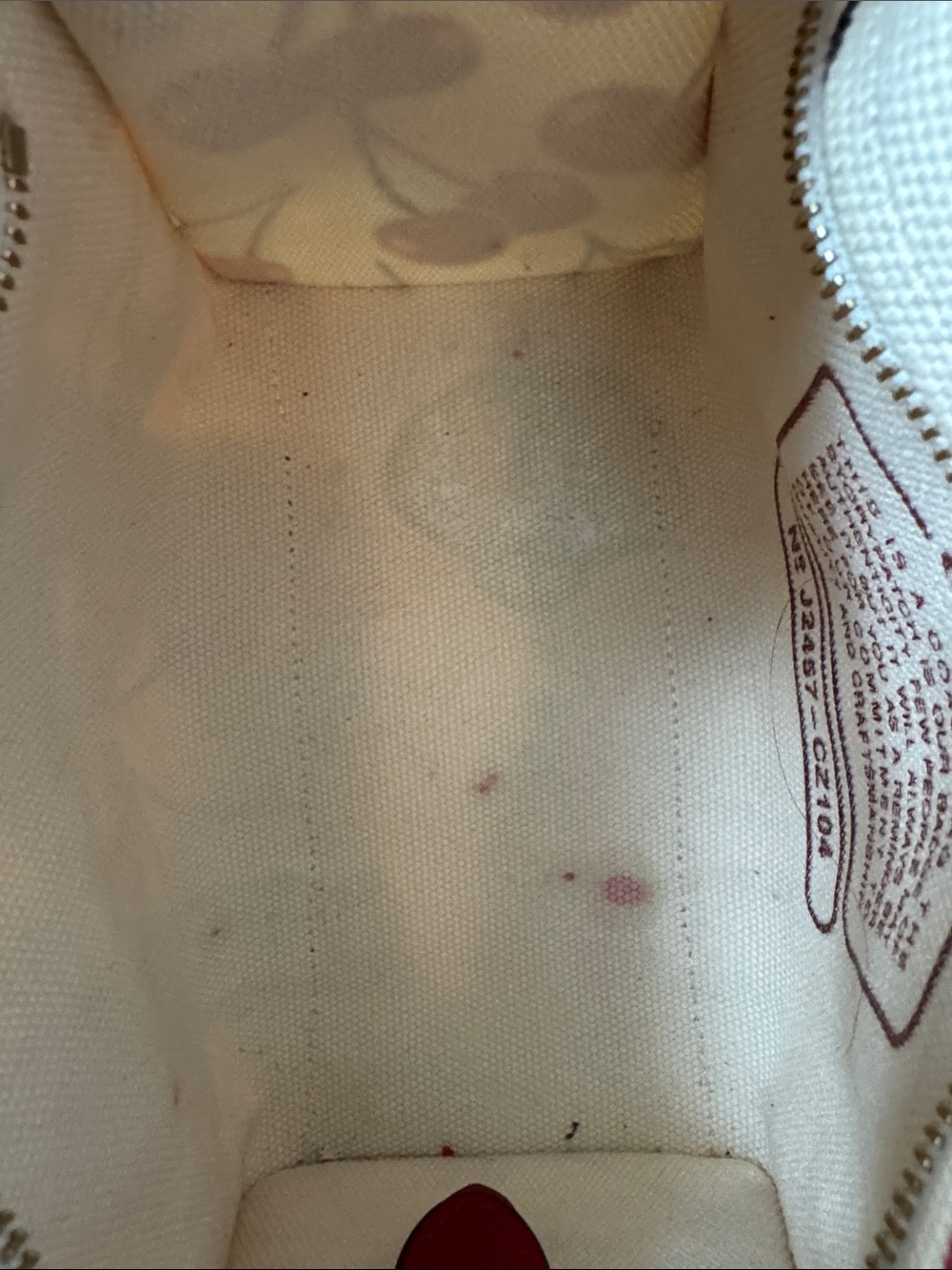🍒Coach Cream Canvas Mini Tote with Pink Cherry Print and ❤️red Strap🍒 - Picture 12 of 17
